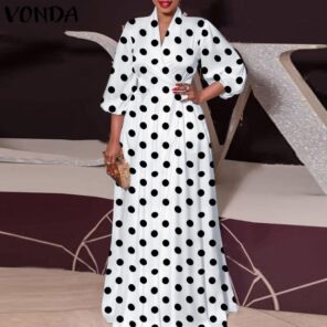 VONDA Women Long Maxi Dress 2022 Spring Vintage Leopard Printed Sexy Lantern Sleeve Bohemian Vestidos Oversized 1.jpg 640x640 1
