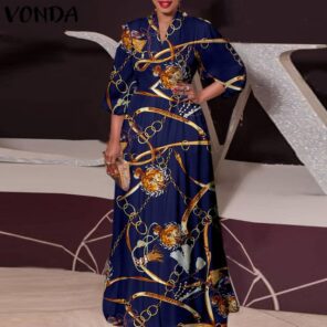 VONDA Women Long Maxi Dress 2022 Spring Vintage Leopard Printed Sexy Lantern Sleeve Bohemian Vestidos Oversized 13.jpg 640x640 13