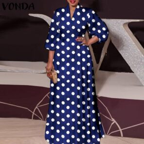 VONDA Women Long Maxi Dress 2022 Spring Vintage Leopard Printed Sexy Lantern Sleeve Bohemian Vestidos Oversized 2.jpg 640x640 2