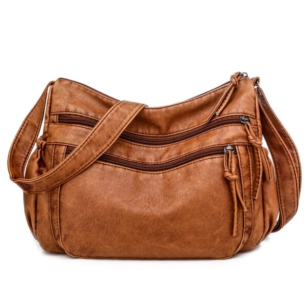 Vintage Women Shoulder Bag Pu Leather Crossbody Bag Soft Women Purse Multi pockets Messenger Bag Designer 1