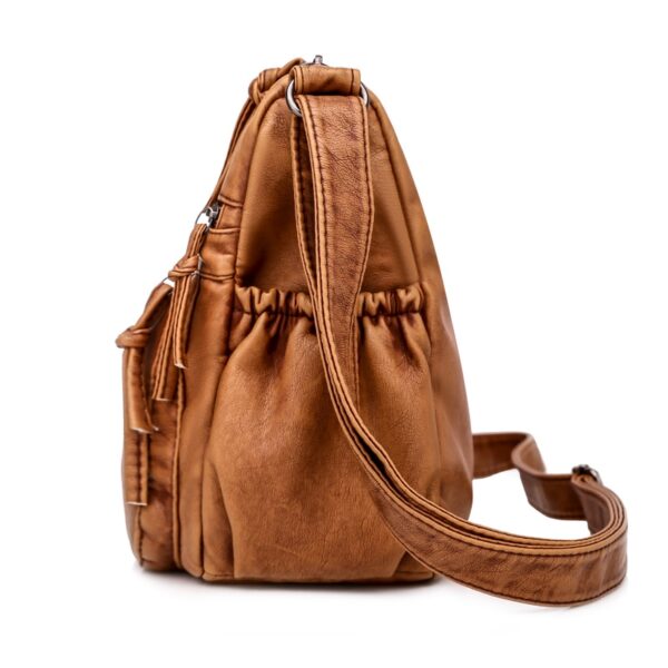 Vintage Women Shoulder Bag Pu Leather Crossbody Bag Soft Women Purse Multi pockets Messenger Bag Designer 2