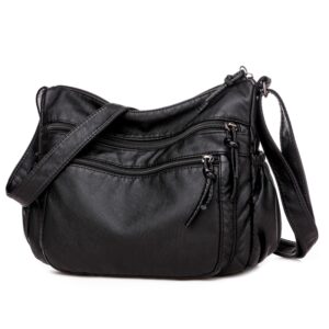 Vintage Women Shoulder Bag Pu Leather Crossbody Bag Soft Women Purse Multi pockets Messenger Bag Designer 3