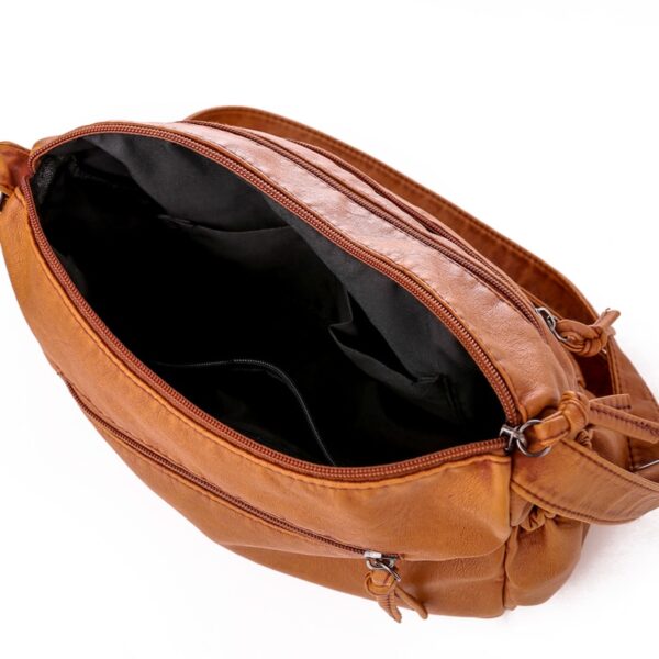 Vintage Women Shoulder Bag Pu Leather Crossbody Bag Soft Women Purse Multi pockets Messenger Bag Designer 5