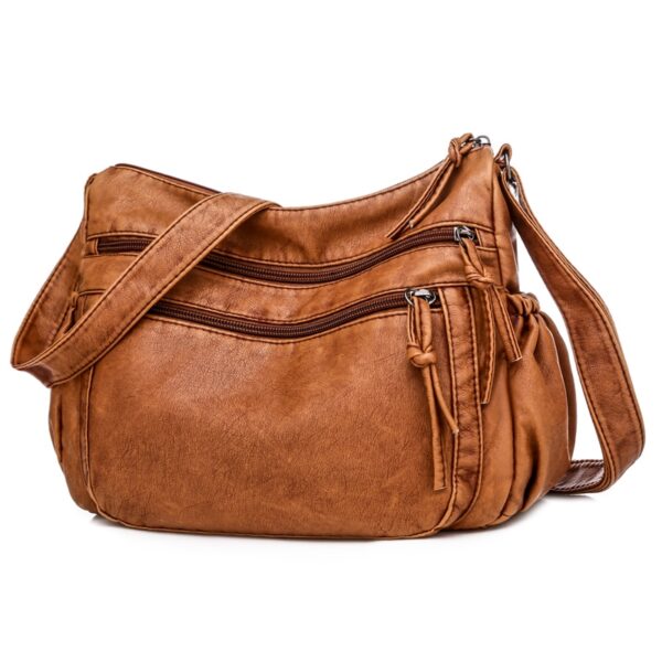 Vintage Women Shoulder Bag Pu Leather Crossbody Bag Soft Women Purse Multi pockets Messenger Bag Designer