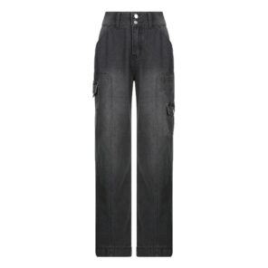 Weekeep Y2k Jeans Streetwear Women High Waist Jeans Wide Leg Pockets Patchwork Baggy Cargo Pants Vintage.jpg 640x640