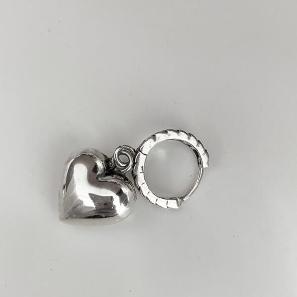Women Prevent Allergy Silver Color Hoop Earrings Vintage Accessories Little Bear LOVE Heart Asymmetric Party Jewelry 2