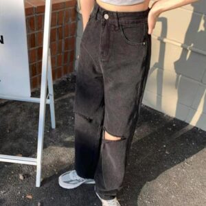 Women s Spring and Autumn 2021 New Loose Thin Drape Wide leg Mopping Pants Black High 1