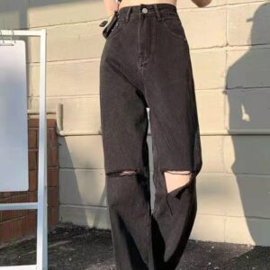 Women s Spring and Autumn 2021 New Loose Thin Drape Wide leg Mopping Pants Black High