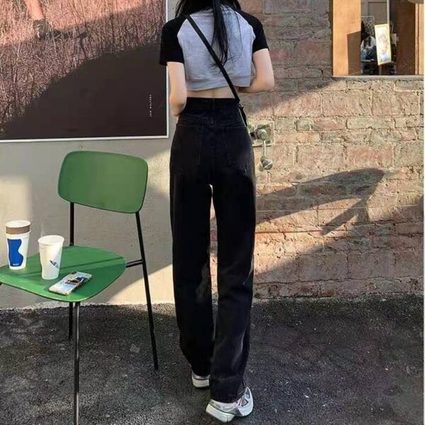 Women s Spring and Autumn 2021 New Loose Thin Drape Wide leg Mopping Pants Black High 5