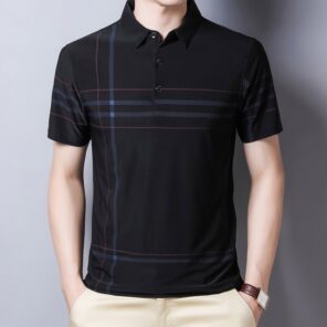 Ymwmhu Fashion Slim Men Polo Shirt Black Short Sleeve Summer Thin Shirt Streetwear Striped Male Polo 2.jpg 640x640 2