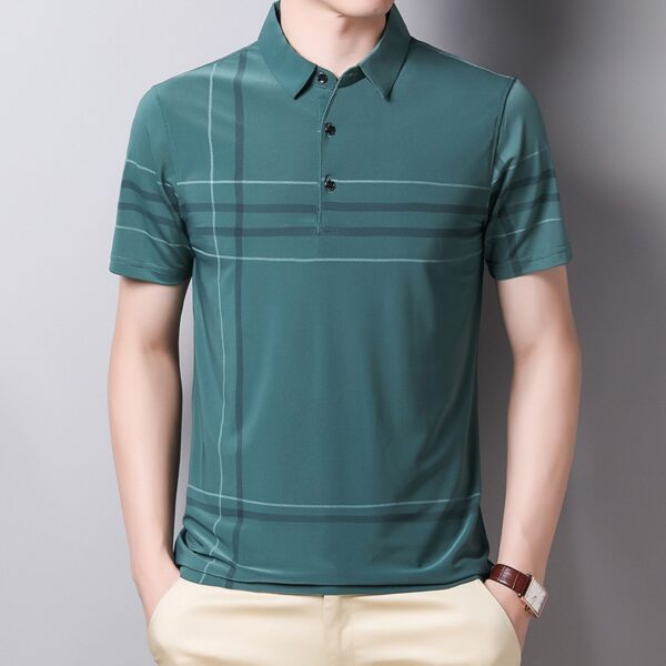 Ymwmhu Fashion Slim Men Polo Shirt Black Short Sleeve Summer Thin Shirt Streetwear Striped Male Polo 6