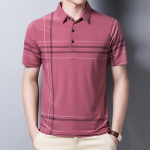 Ymwmhu Fashion Slim Men Polo Shirt Black Short Sleeve Summer Thin Shirt Streetwear Striped Male Polo 8