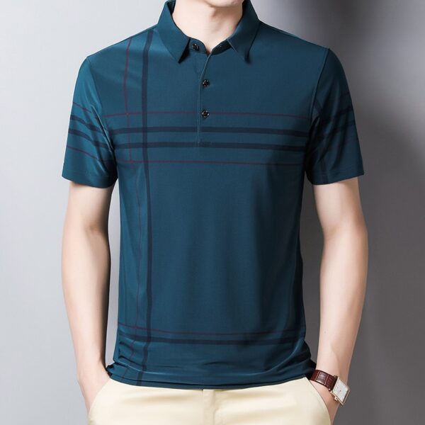 Ymwmhu Fashion Slim Men Polo Shirt Black Short Sleeve Summer Thin Shirt Streetwear Striped Male Polo 9