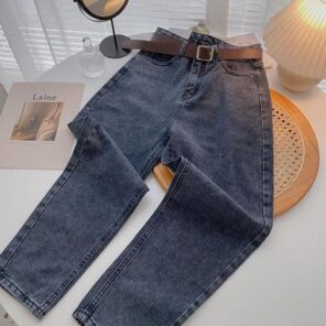 ZHISILAO Straight Jeans Women with Belt Vintage Basic Blue Ankle length Denim Pants Plus Size Boyfriend 7.jpg 640x640 7
