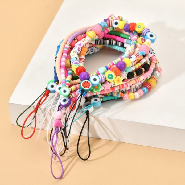 Boho New Summer Colorful Clay Mobile Phone Chain Lanyards for Women Girls Bohemia Eye Pearl Rope 4