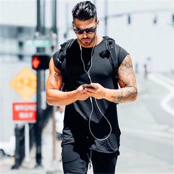 Brand clothing fitness t shirt men fashion extend long tshirt summer gym short sleeve t shirt 1