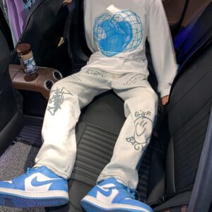 Chic fashion brand jeans men s Korean version loose and fashionable floor long pants 2021 new 1