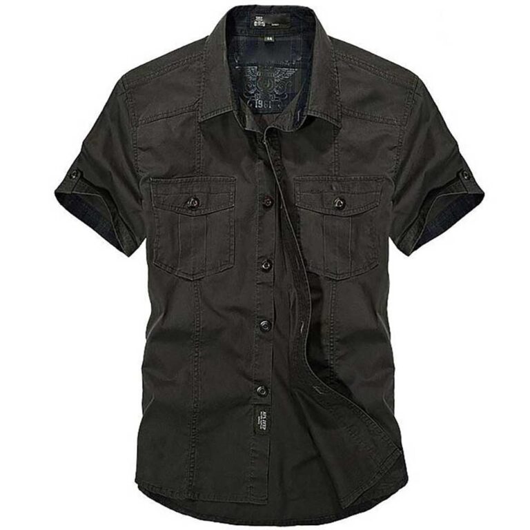 Fashion Cotton Casual Shirts Summer Men Plus Size Loose Baggy Shirts Short Sleeve Turn down Collar 1