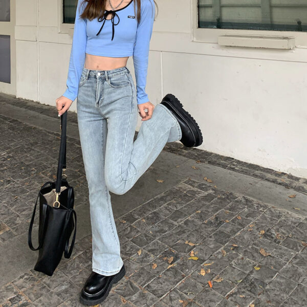 High Waist Loose Comfortable Jeans For Women Wide Leg Pants Elastic Fashion Boyfriend Style Denim Pants 2