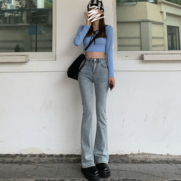 High Waist Loose Comfortable Jeans For Women Wide Leg Pants Elastic Fashion Boyfriend Style Denim Pants 3