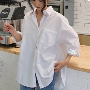 Spring Autumn Women Shirts Plus Size Cotton White Blouse Femme Long Sleeve Loose Oversized Blouses Tops 1