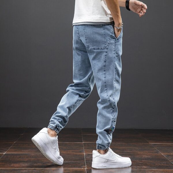 Spring Summer Black Blue Cargo Jeans Men Streetwear Denim Jogger Pants Men Baggy Harem Jean Trousers 2