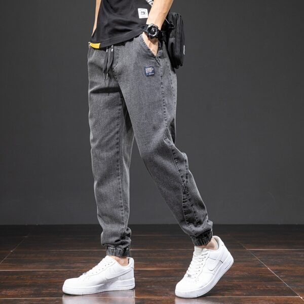 Spring Summer Black Blue Cargo Jeans Men Streetwear Denim Jogger Pants Men Baggy Harem Jean Trousers 3