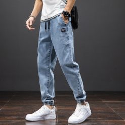 Spring Summer Black Blue Cargo Jeans Men Streetwear Denim Jogger Pants Men Baggy Harem Jean Trousers