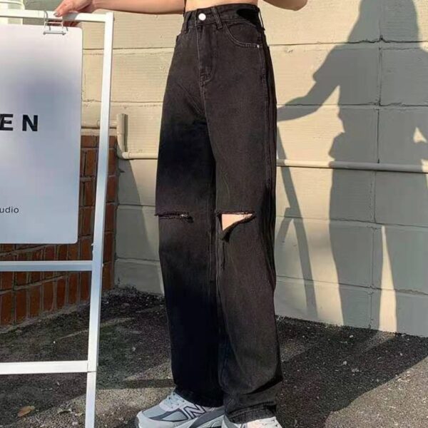 Women s Spring and Autumn 2021 New Loose Thin Drape Wide leg Mopping Pants Black High 2