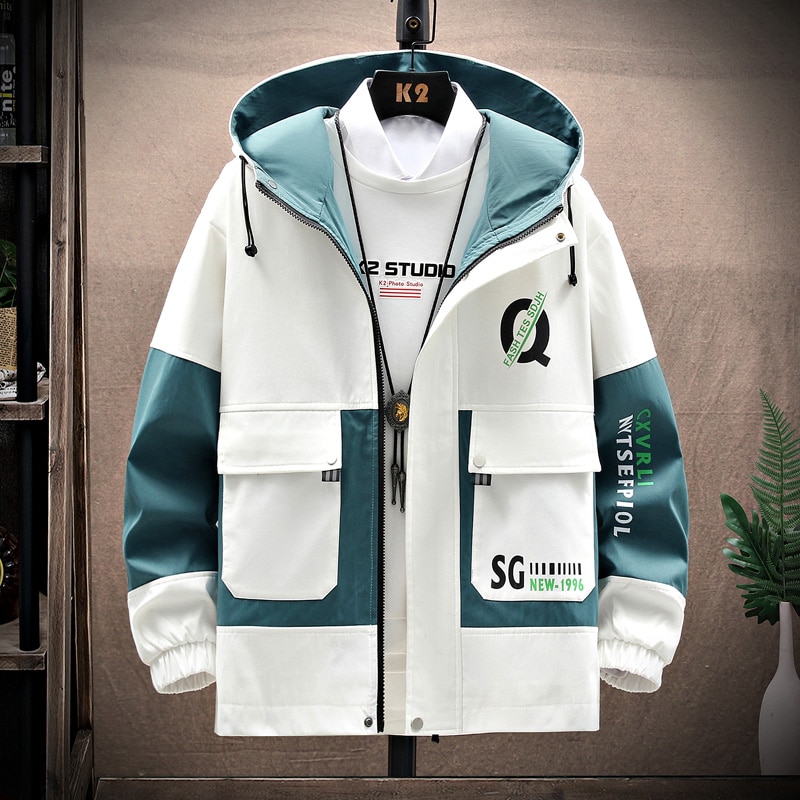 Men s Windbreaker Jackets Youth Korea Fashion Print Casual Coat Male Clothing 2021 Spring Autumn Jackets