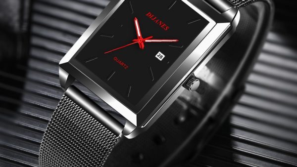 2023 Fashion Men s Watches for Men Rectangle Stainless Steel Mesh Belt Quartz Wrist Watch Man