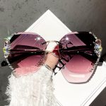 2023 Luxury Brand Design Vintage Rimless Rhinestone Sunglasses