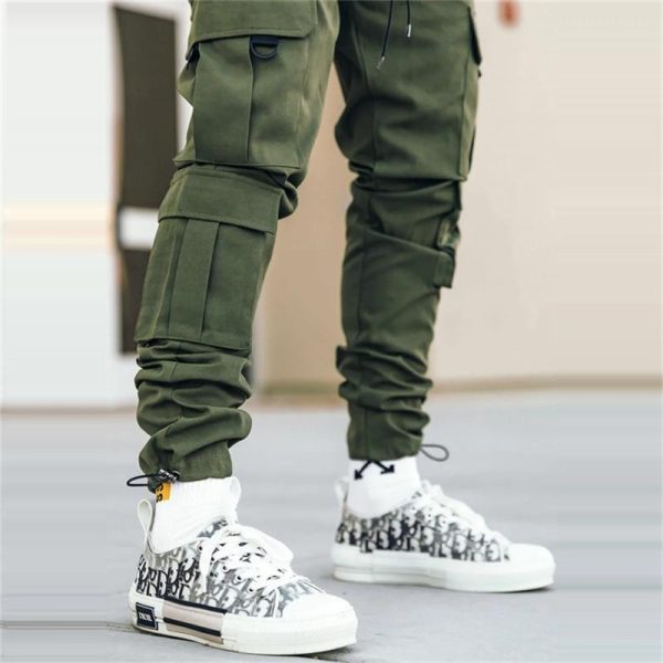 2023 New Men Cargo Pants Joggers Pocket Sweatpants Casual Male Sportswear Hip Hop Harem Pants Slim 2