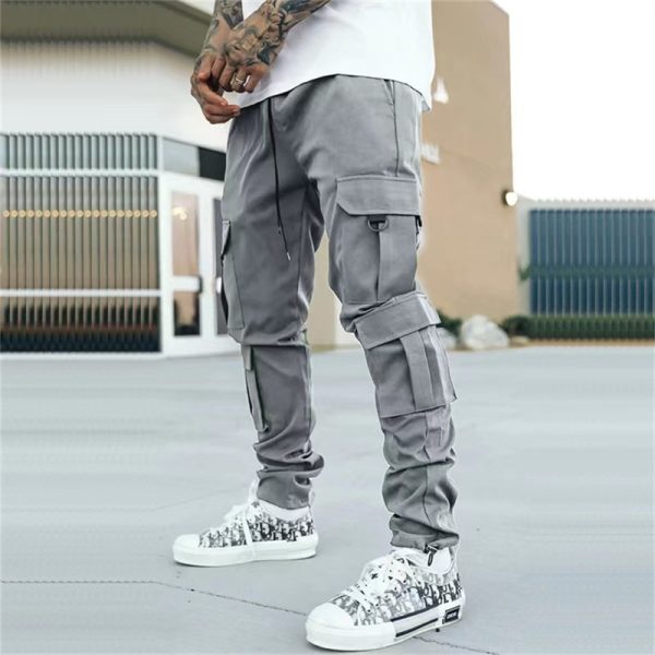 2023 New Men Cargo Pants Joggers Pocket Sweatpants Casual Male Sportswear Hip Hop Harem Pants Slim 3