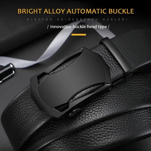 2023 New Men s Belt Metal Automatic Buckle High Quality PU Leather Wear Resistant Leisure Business 1