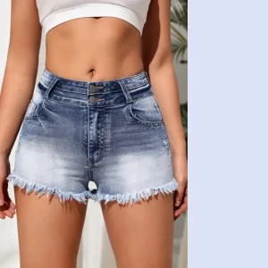 2023 Summer New Fashion Ripped Skinny Denim Shorts For Women Sexy Stretch Tassel Jeans Shorts Casual 1