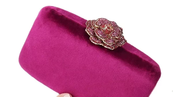 2023 Velvet Clutch Bag Diamond Flower Lock Elegant Evening Bag Luxury Designer Purse Wedding Chain Clutch