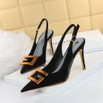 2024 Autumn Women Soft Leather Slingback Shoes Thin