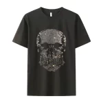 2024 Fashion Man Tshirts Big Size Rhinestone Skulls