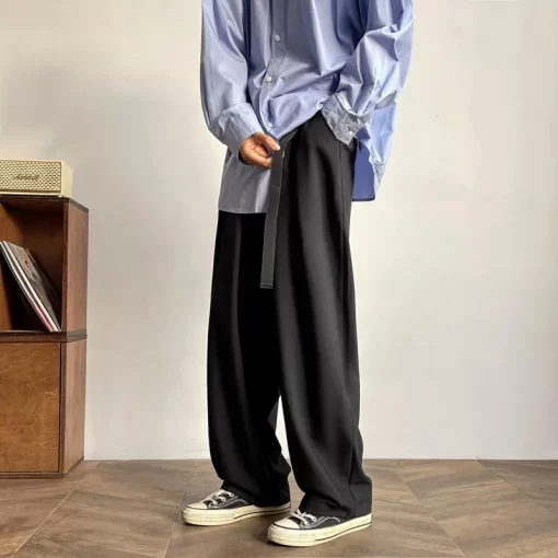 2024 Men s Spring Autumn Fashion Business Casual Long Pants Suit Pants Male Elastic Straight Formal 1