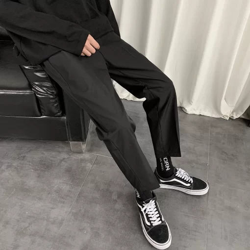 2024 Men s Spring Autumn Fashion Business Casual Pants Suit Pants Male Elastic Straight Formal Trousers 4