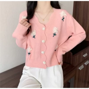 2024 New Chic Autumn Winter Women s O neck Cardigan Sweater Knitted Female Clothing Basic Tops 5