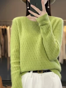 2024 Spring New Women s O neck Pullover Sweater Hollow Out Grace Basic Jumper 100 Merino.jpg 640x640 2