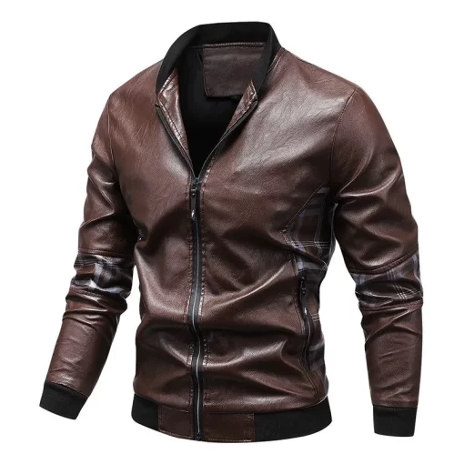 2024 Spring and Autumn New Fashion Trend Solid Color Leather Jacket Men s Casual Loose Comfortable 3