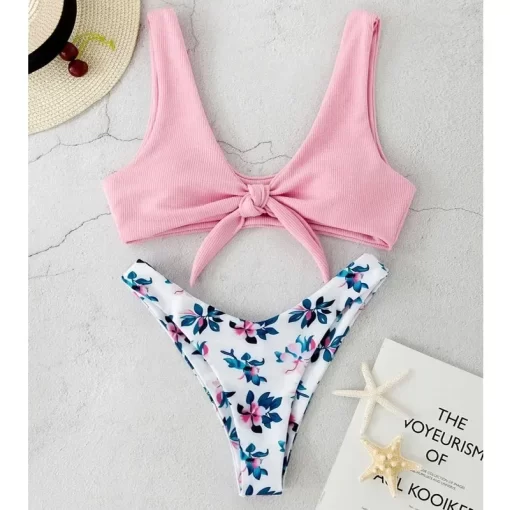 2024 Women's Sexy Double Shoulder Thong Bikini: Cute Triangle Swimsuit - Image 2