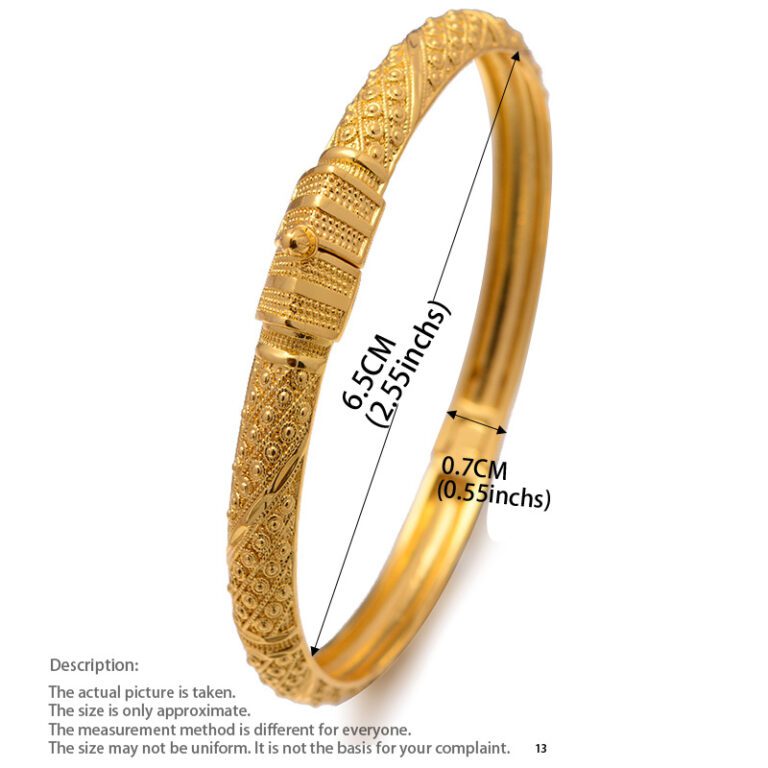 24K Bangles 4Pcs Set Bracelet Ethiopian Gold Color Bangles For Women Bijoux Femme African Middle East 1