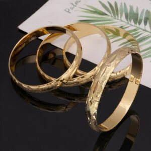 24k Gold Bangle for Women Gold Dubai Bride Wedding Ethiopian Bracelet Africa Bangle Arab Jewelry Gold 3