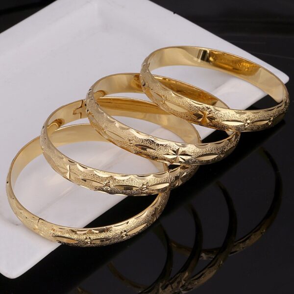 24k Gold Bangle for Women Gold Dubai Bride Wedding Ethiopian Bracelet Africa Bangle Arab Jewelry Gold 4