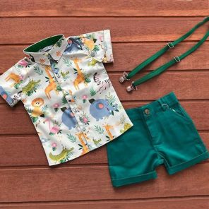 2PCS Toddler Baby Boy Gentleman Tops Turn down Collar Single Breasted Shirt Button Short Pants Outfits