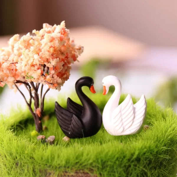 Pcs Swans Mini Room Decor Love Swans Micro Decoration Moss Landscape Ornaments Animals Succulents Fairy Garden